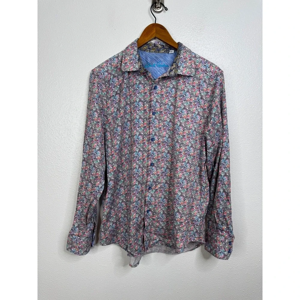 Robert Graham Mens Classic‎ Fit Geometric Mosaic Print Button Down Shirt Large L
